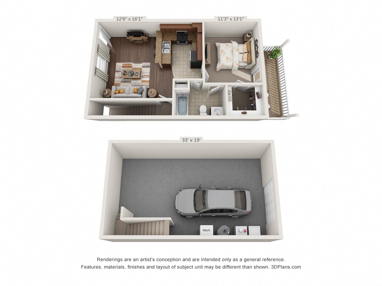 1 Bedroom with Drive Under Garage (Phase 3) Floor Plan 4